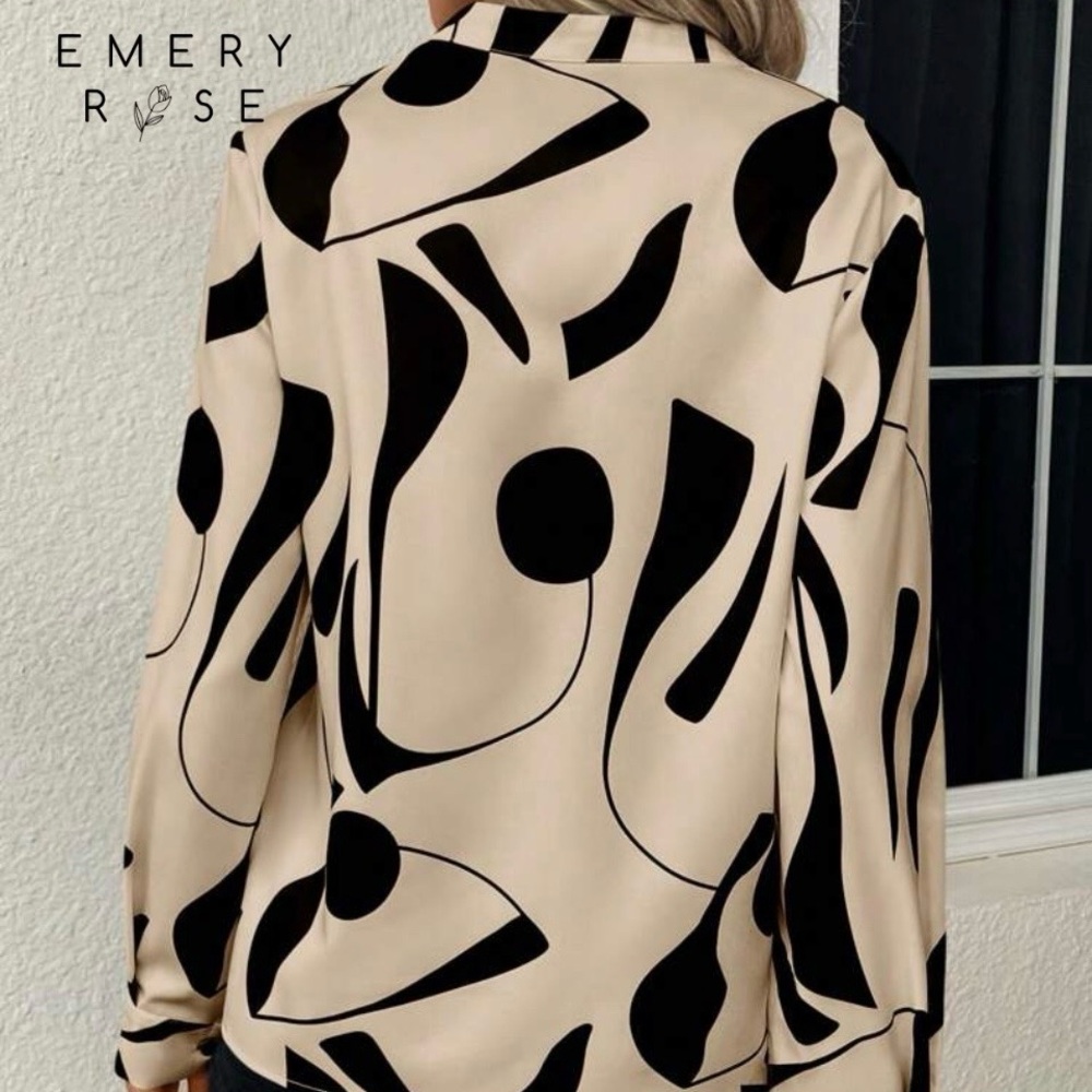 #236 SHEIN Beautiful Cream and Black Abstract Blouse. NWOT Size L - Picture 2 of 11